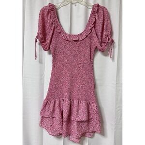 Vintage City Triangles Ruched Pink Floral Mini Coquette Prairie Whimsy XS